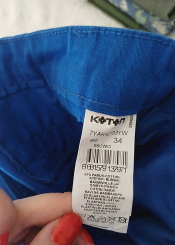 34 Beden mavi Renk Mavi Pilili Kadın Kumaş Pantolon