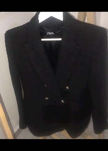 Düğmeli Siyah Kadın Blazer Ceket - Görsel 2