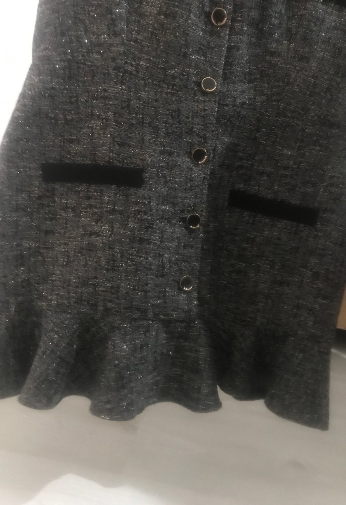 Düğmeli Gri Midi Kadın Elbise - Görsel 3