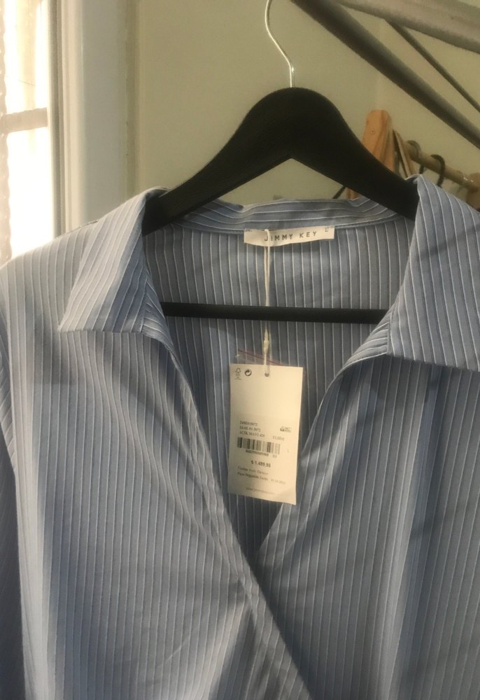 Uzun Kollu Düğmeli Mavi Kadın Gömlek - Görsel 3