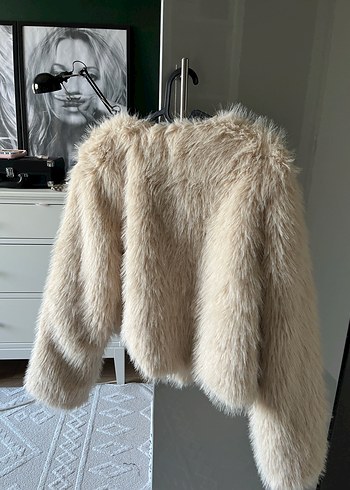 Bej Kadın Suni Kürk ceket - Görsel 3