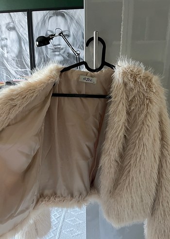 Bej Kadın Suni Kürk ceket - Görsel 2