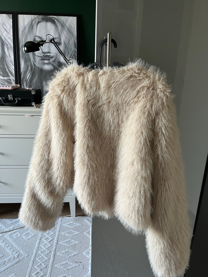 Bej Kadın Suni Kürk ceket - Görsel 3
