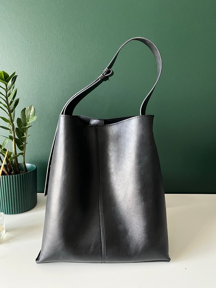 mango siyah deri çanta - Görsel 2