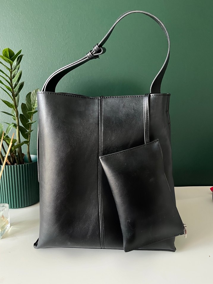 mango siyah deri çanta - Görsel 3