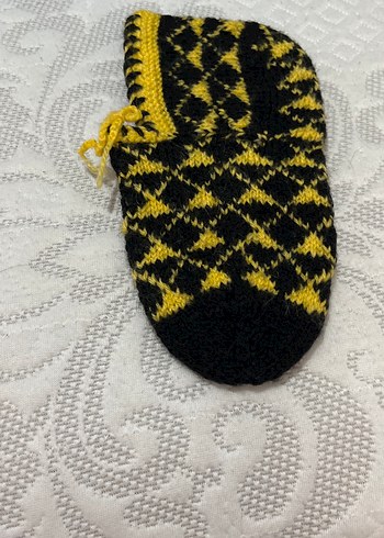 Kadın Sarı Siyah Desenli Çorap Patik - Görsel 3