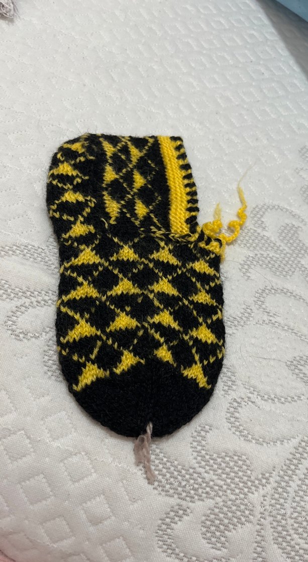 Kadın Sarı Siyah Desenli Çorap Patik - Görsel 2