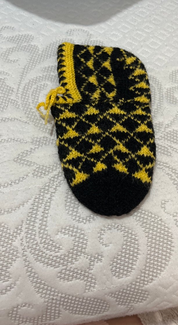 Kadın Sarı Siyah Desenli Çorap Patik - Görsel 3