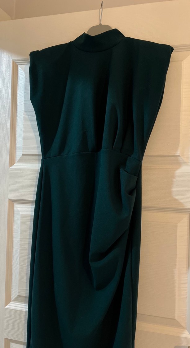 Yeşil Drapeli Uzun Abiye Elbise - Görsel 2