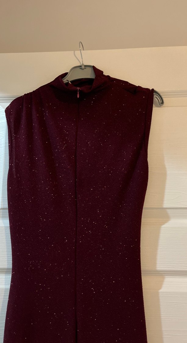 Bordo Drapeli Uzun Abiye Elbise - Görsel 5