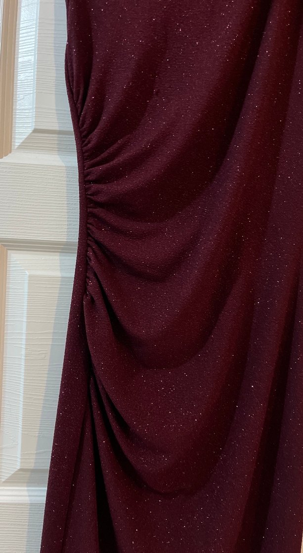 Bordo Drapeli Uzun Abiye Elbise - Görsel 3