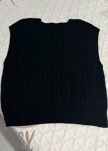 Siyah V Yaka Örgü Süveter - Görsel 2