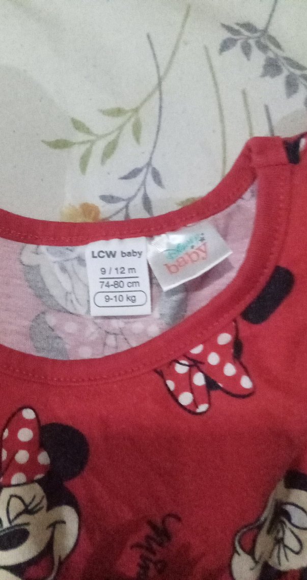 Kız Çocuk Kırmızı Baskılı Fırfırlı Elbise - Görsel 2