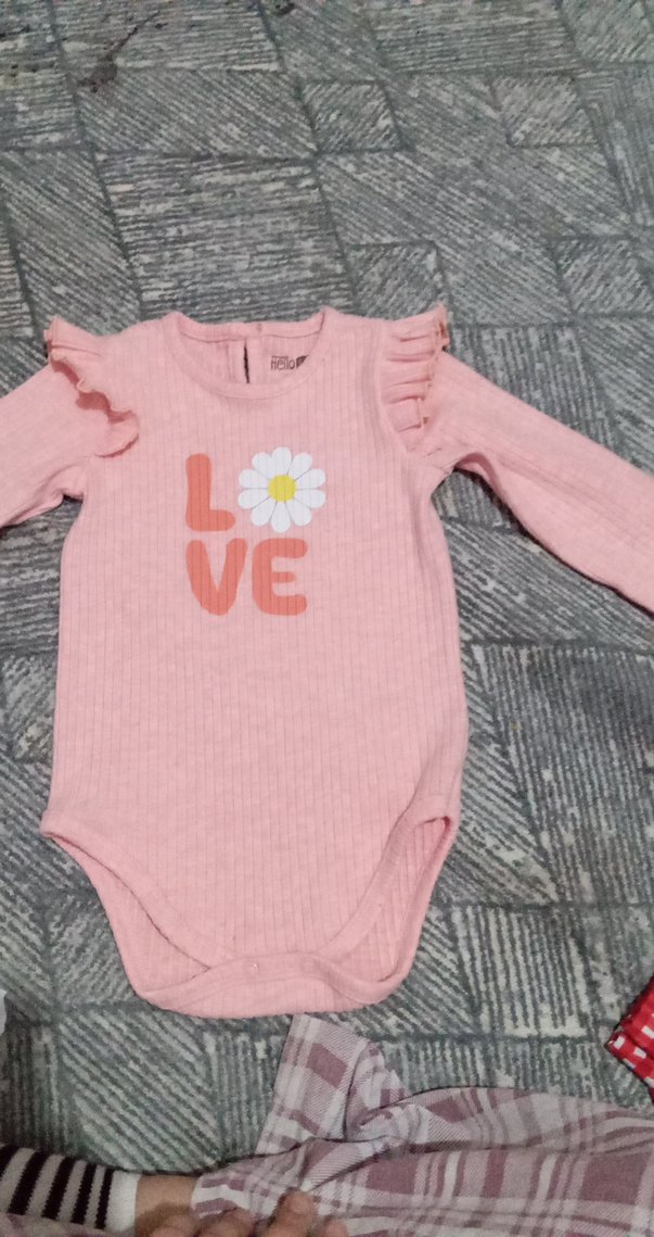 Pembe Uzun Kollu Fırfırlı Bebek Body - Görsel 2