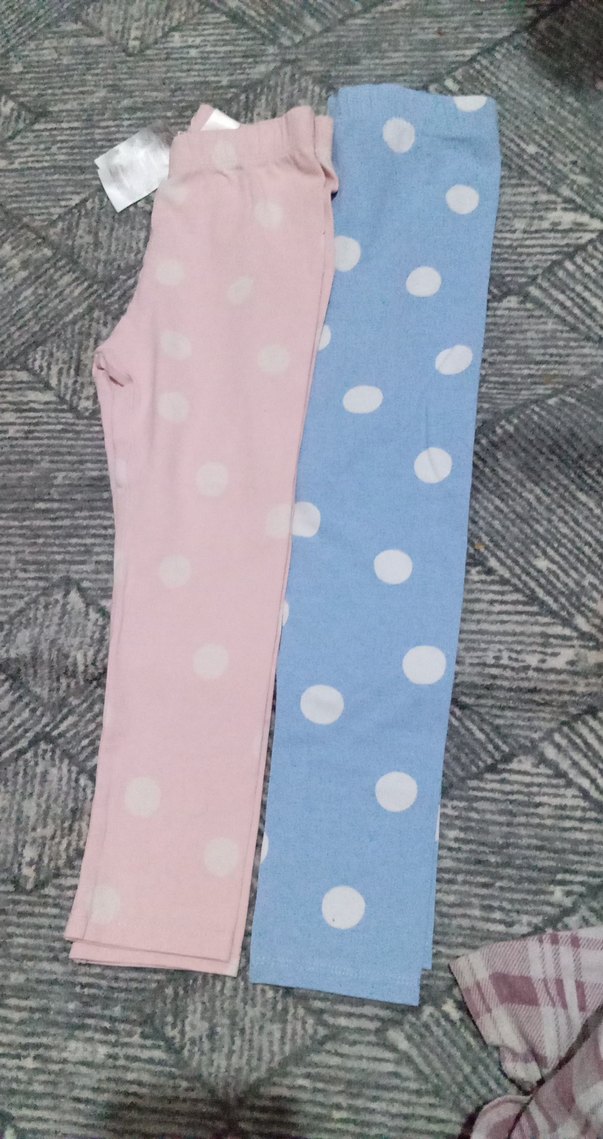 Kız Çocuk Puantiyeli Pamuklu Tayt Seti - Görsel 3