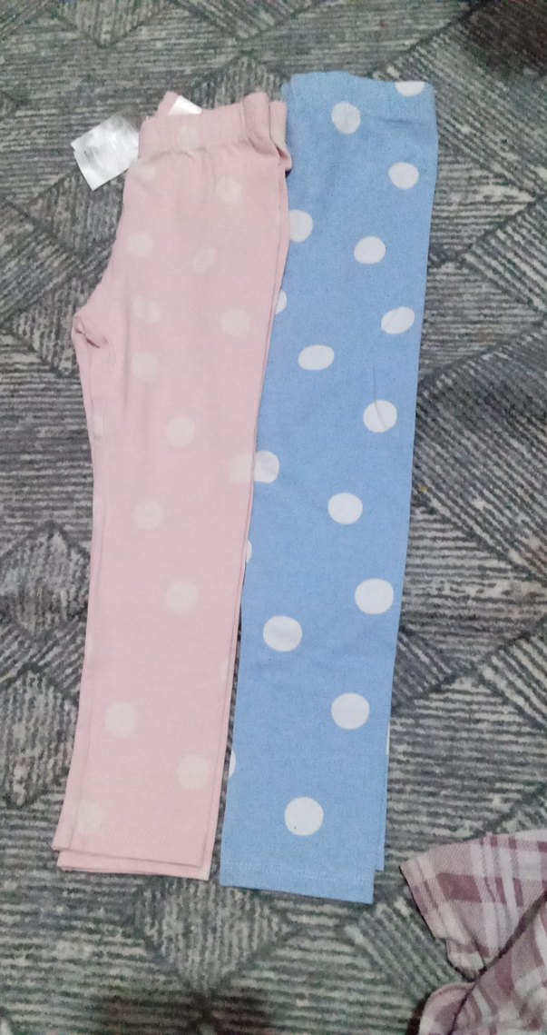 Kız Çocuk Puantiyeli Pamuklu Tayt Seti - Görsel 2