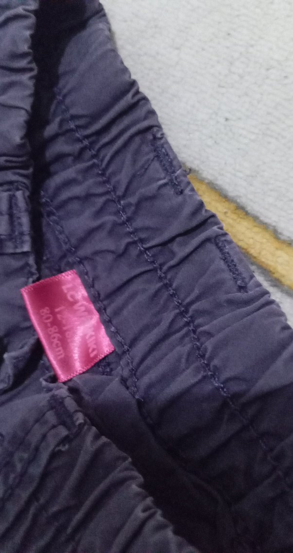 Mor Nakışlı Kız Çocuk Salaş Kot Pantolon - Görsel 3