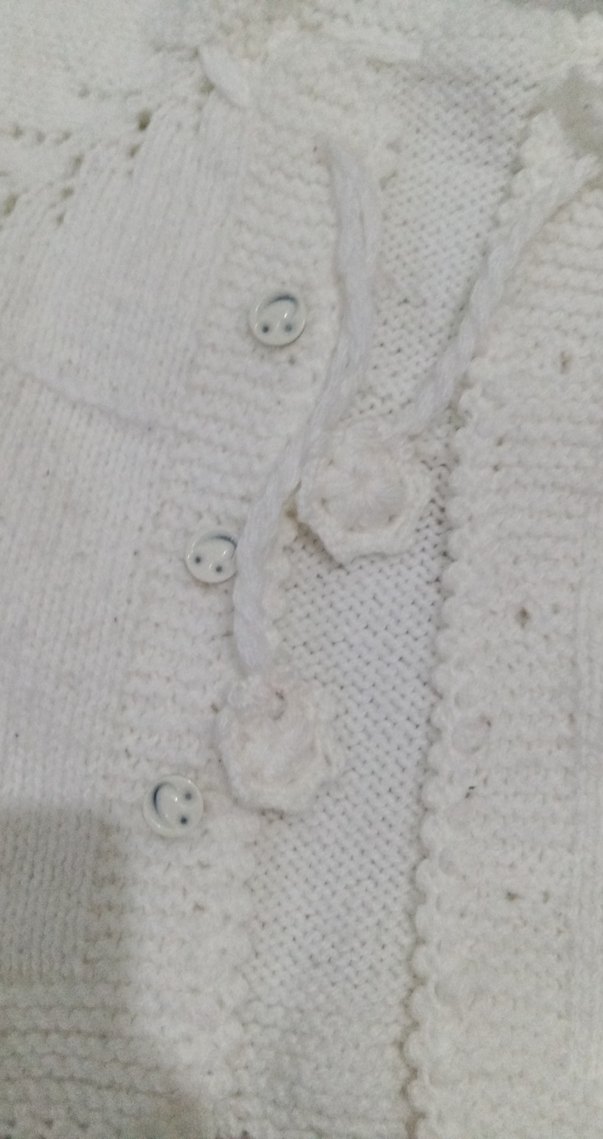 Kız Çocuk Beyaz Kısa Kollu Örgü Hırka - Görsel 2