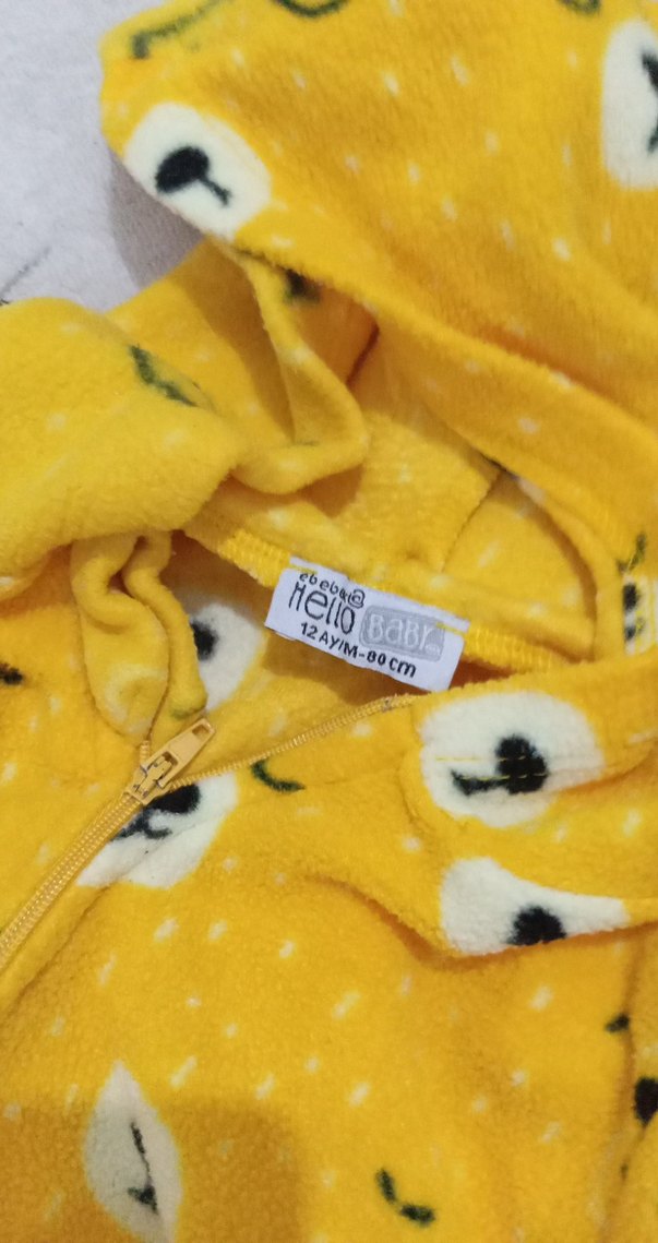 Kapüşonlu Sarı Erkek Bebek Tulum - Görsel 4