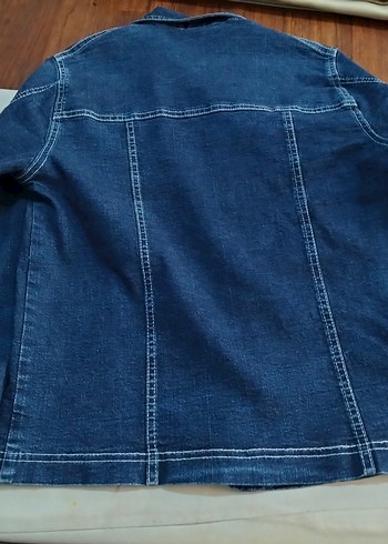 Düğmeli Kollu Lacivert Denim Ceket - Görsel 2