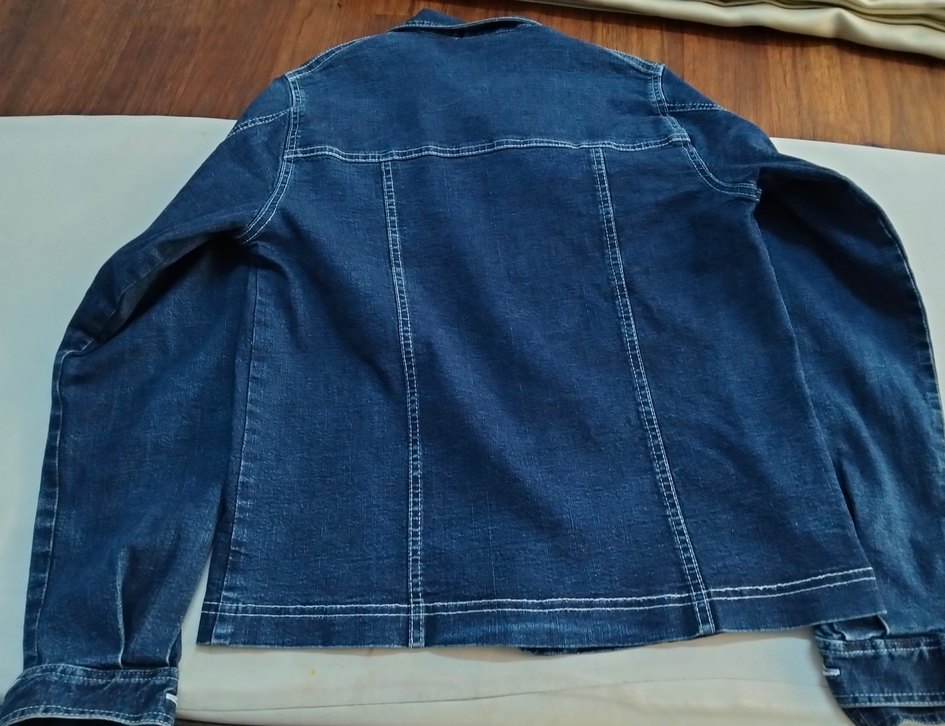 Düğmeli Kollu Lacivert Denim Ceket - Görsel 2