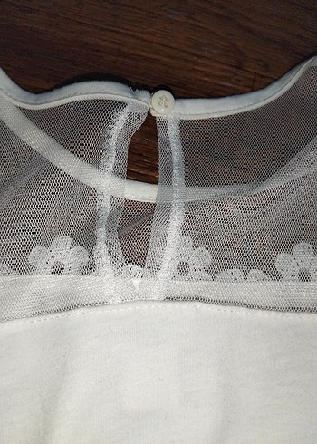 Kız Çocuk Beyaz Dantel İşlemeli Elbise - Görsel 3