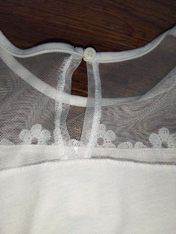 Kız Çocuk Beyaz Dantel İşlemeli Elbise - Görsel 3