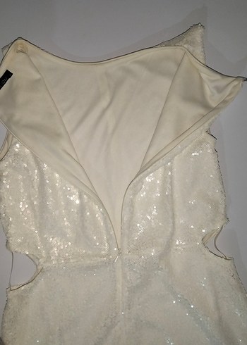 Dantel İşlemeli Beyaz Abiye Elbise - Görsel 3