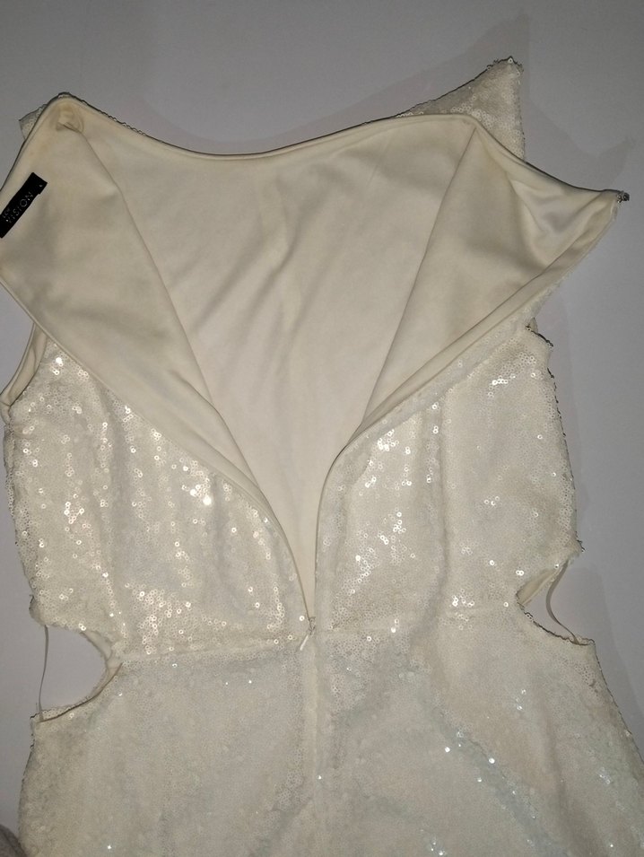 Dantel İşlemeli Beyaz Abiye Elbise - Görsel 3