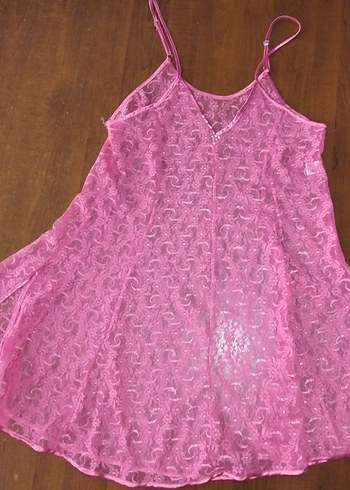 Pembe İşlemeli Uzun Kollu Bohem Gecelik - Görsel 2