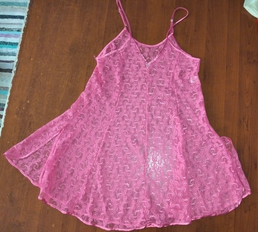 Pembe İşlemeli Uzun Kollu Bohem Gecelik - Görsel 2