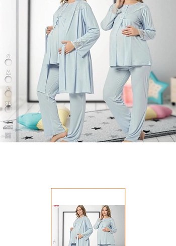 Diğer Mavi Uzun Kollu Kadın Pijama Takımı