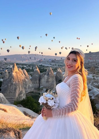 Uzun Kollu Bohem Prenses Gelinlik