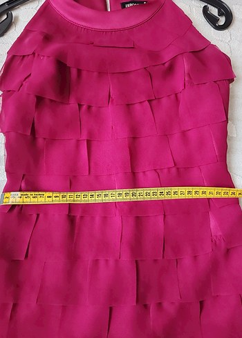 Fuşya Renk Fırfırlı Midi Abiye Elbise - Görsel 5