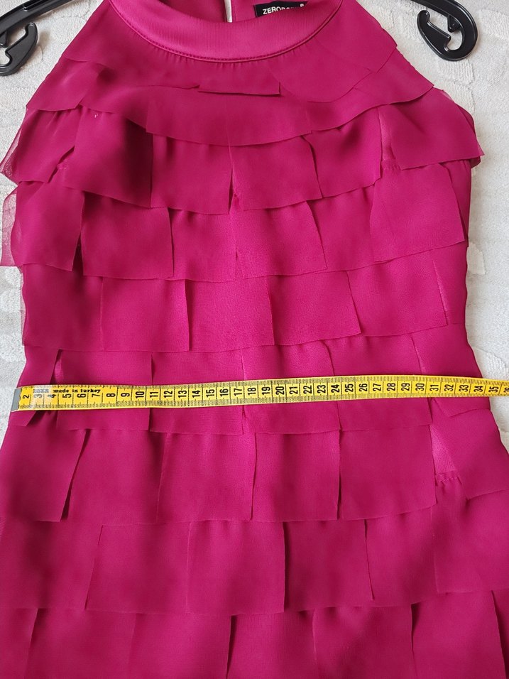 Fuşya  Renk Fırfırlı Midi Abiye Elbise - Görsel 5