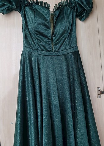 Simli Yeşil Abiye Elbise - Görsel 3