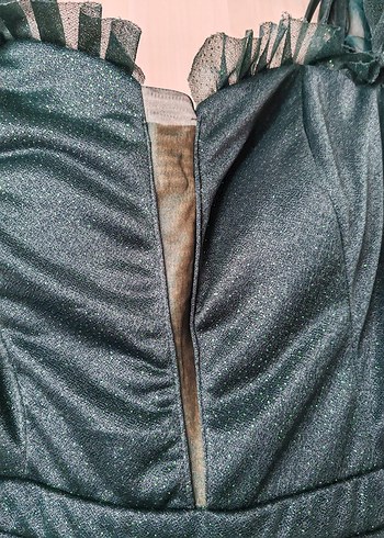 Simli Yeşil Abiye Elbise - Görsel 7