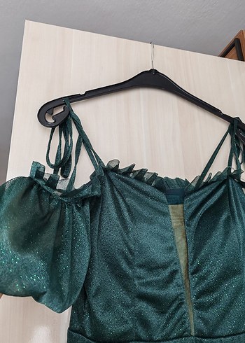 Simli Yeşil Abiye Elbise - Görsel 5