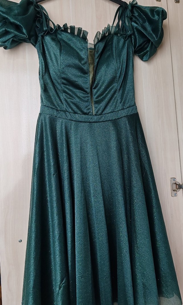 Simli Yeşil  Abiye Elbise - Görsel 3