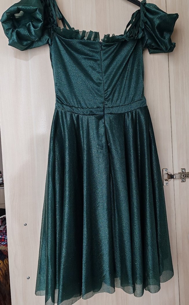 Simli Yeşil  Abiye Elbise - Görsel 2