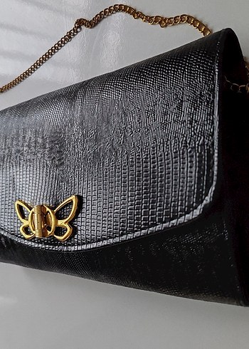 Zincir Detaylı Siyah  Portföy Çanta - Görsel 2