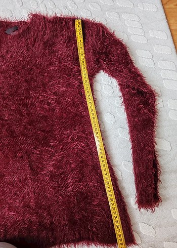 Bordo Kadın Kirpi Tüylü  Kazak - Görsel 4