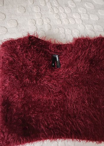 Bordo Kadın Kirpi Tüylü  Kazak - Görsel 5