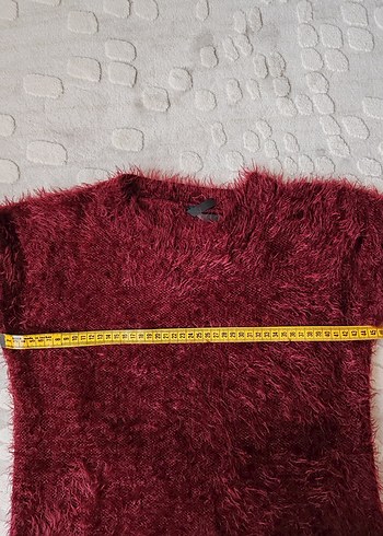 Bordo Kadın Kirpi Tüylü  Kazak - Görsel 6