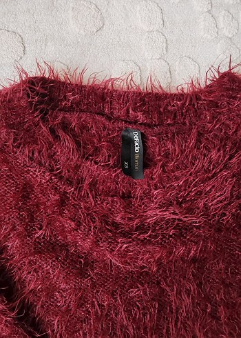 Bordo Kadın Kirpi Tüylü  Kazak - Görsel 3