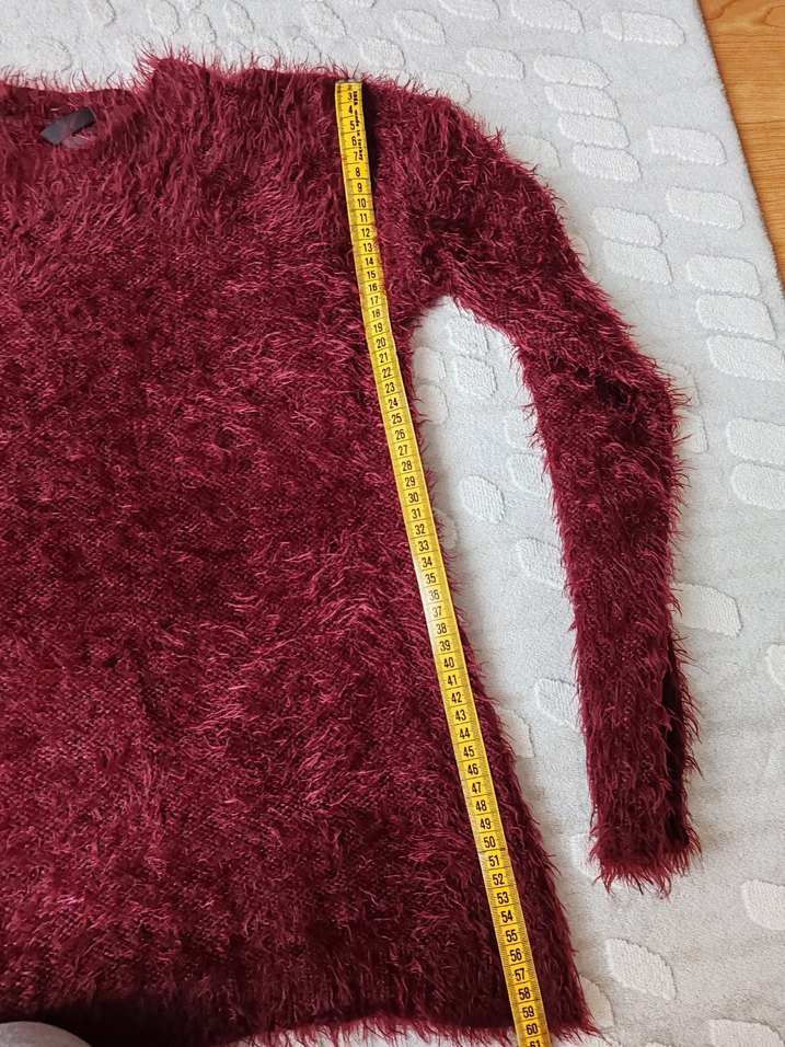 Bordo Kadın Kirpi Tüylü  Kazak - Görsel 4