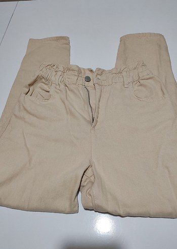 Bej Kadın Keten Rahat Pantolon - Görsel 5