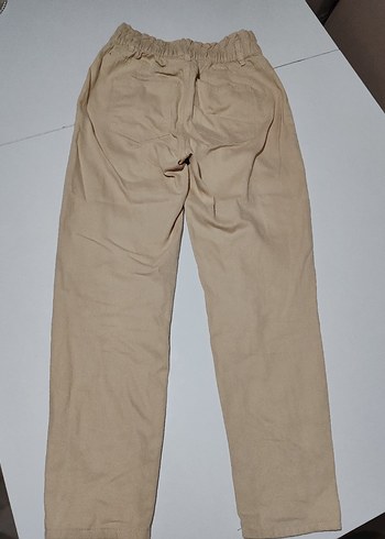 Bej Kadın Keten Rahat Pantolon - Görsel 3