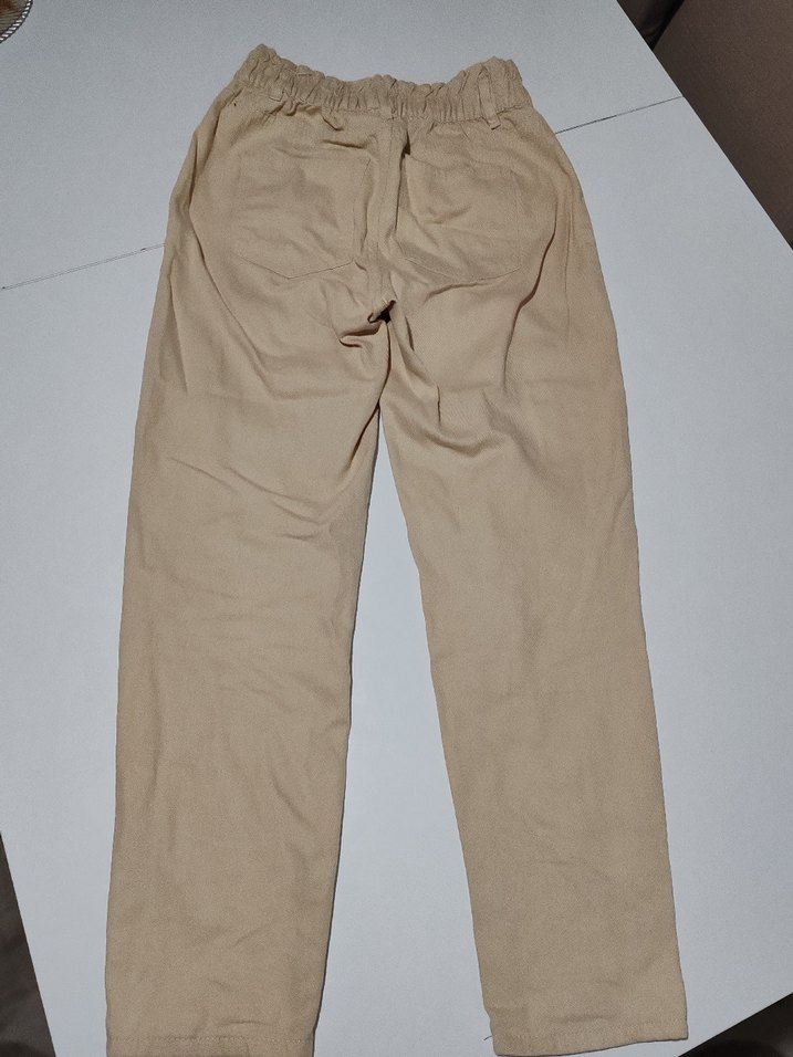 Bej Kadın Keten Rahat Pantolon - Görsel 3