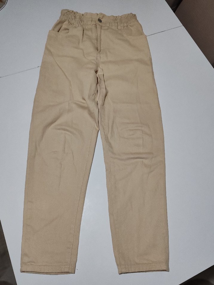 Bej Kadın Keten Rahat Pantolon - Görsel 2